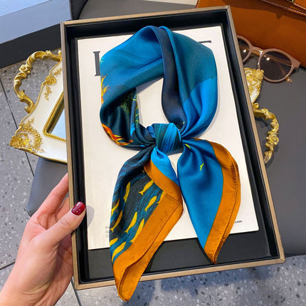 70cm Imitation Silk Square Scarf Fashion All-match Silk Scarf Professional Scarf Korean Style Neck Protection Scarf Decorative Small Square Scarf