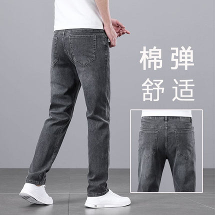 Light Luxury Smoke Grey Jeans Men's Straight Loose Summer Thin Men's Pants 2025 New Casual Trendy Trousers