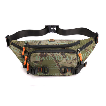 2025 Summer Large Capacity Nylon Cloth Men's Waist Bag Mobile Phone Bag Outdoor Leisure Bag Trendy Sports Crossbody Bag Wholesale