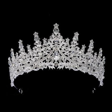 European and American Bride Jewelry Three-piece Suit High-class Dance Wedding Jewelry Alloy Diamond Crown Necklace Earrings suit