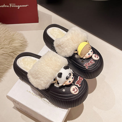 2025 New Cotton Slippers Removable Women's Winter Home Warm Fleece-Lined Home Plush Cotton Slippers Cute Slippers