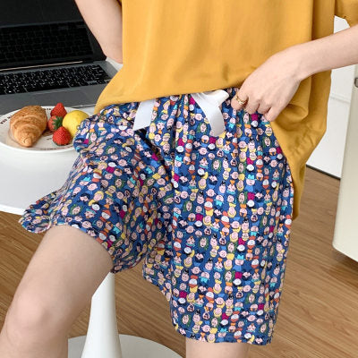 Cotton Silk Sleep Shorts for Women, Summer Thin Style, Trendy Artificial Cotton, Can Be Worn Outside, Japanese Style, Cute Home Wear