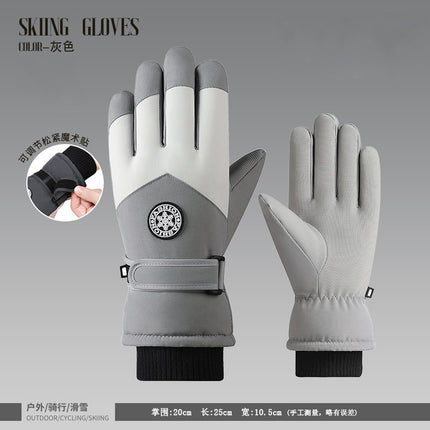 Ski Gloves for Men and Women in Winter, Outdoor Cycling, Windproof, Cold-Proof, Anti-Slip, Touch Screen Gloves, Fleece-Lined, Thickened, Warm Gloves