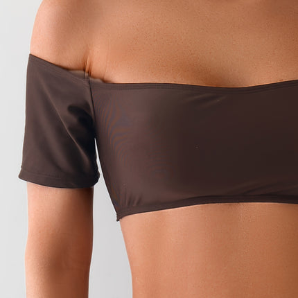 European and American Aliexpress New Bikini Three-Piece Skirt Swimsuit Women's Tube Top Pure Color Sexy Beach Swimwear