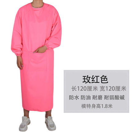 Long sleeve apron overalls oil-proof waterproof adult men's and women's overalls kitchen work work anti-dress apron wholesale
