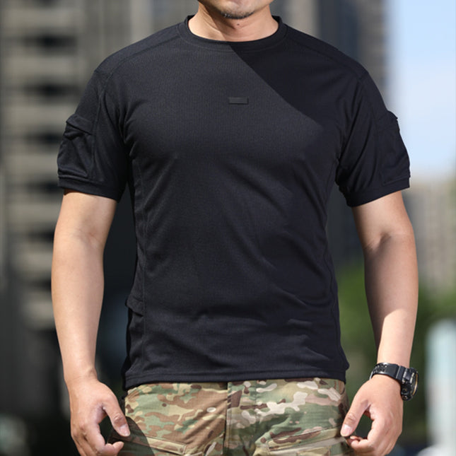 Enduring Waffling Short-sleeved Outdoor Quick-drying T-shirt Summer Stretch Perspiration Clothes Half-sleeved Tactical Fitness Training Clothes