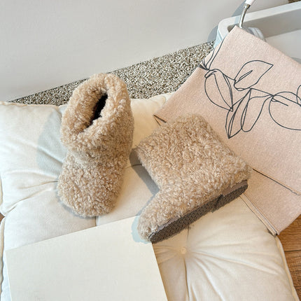 Circle Velvet Girls' Shoes, Furry Boots, Kidsren's Snow Boots, 2026 Winter New Korean Style Slip-On Shoes, Baby Cotton Shoes