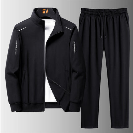 Three-Piece Sports Suit for Middle-Aged and Elderly Men, Spring and Autumn Casual Large Size Sweatshirt, Men's Middle-Aged Men's Plus-Size Suit