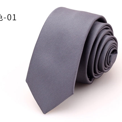 New men's accessories wholesale Japan and Korea solid color narrow tie groom wedding casual monochrome glossy 5cm small tie