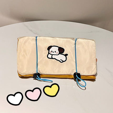 Cute Embroidered Puppy Cosmetic Bag Detachable Four-In-One Storage Bag Large Capacity Portable Travel Toiletry Bag