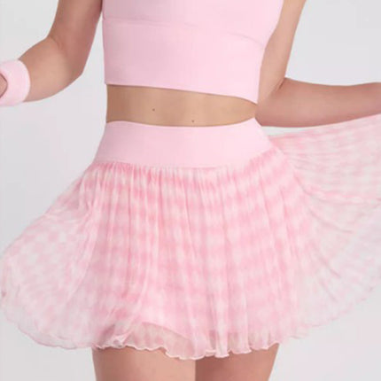New Cross-Border European and American Fashion Sexy Mesh Yoga Tennis Skirt Sports Fitness Yoga Skirt with Safety Pants