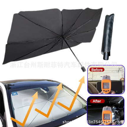 Hot sale 170T car sunshade front shield heat insulation sunscreen UV protection umbrella telescopic folding sun shield car umbrella