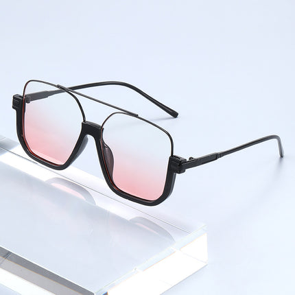 New Transparent Retro Unisex High-grade Large Frame Glasses Sunglasses Tea Black Sense Double Beam Sunglasses