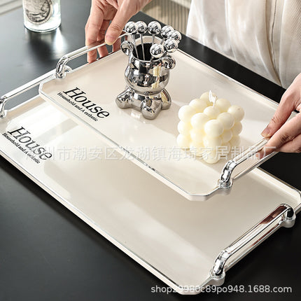 Tea Tray Light Luxury High-end 2023 New Cup Water Cup Rectangular Tray Home Beauty Salon Living Room Coffee Table