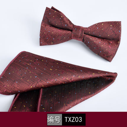 Bow tie square men's two-piece wine red series new spot business executive professional style groom wedding