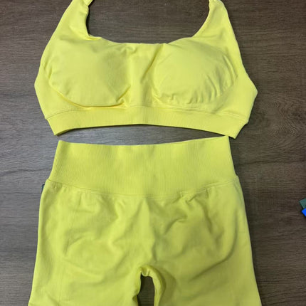suit Sports Underwear Women's Xia Mei Back Mid-strength Shock-proof Anti-expansion Ultra-fine Matting Nylon Hanging Neck Large Backless