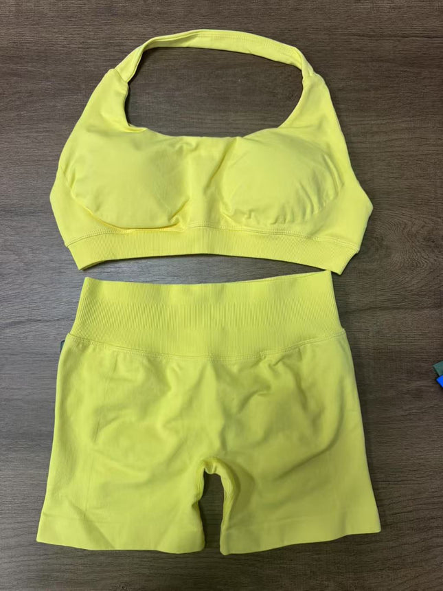 suit Sports Underwear Women's Xia Mei Back Mid-strength Shock-proof Anti-expansion Ultra-fine Matting Nylon Hanging Neck Large Backless