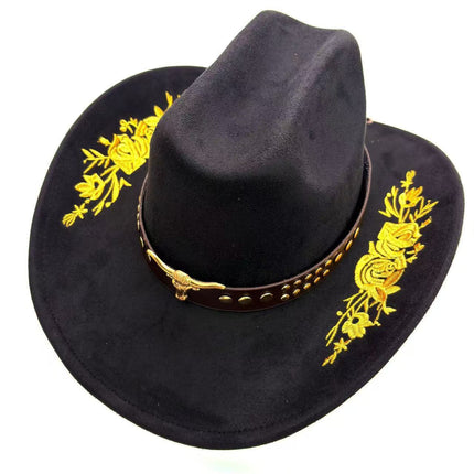 Solid Color Light Board Felt Western Cowboy Hat Outdoor Autum Hat Women's Simple French Hat Men's High-End