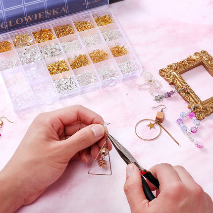 Cross border hot sale 24 grid diy jewelry earrings ear hook material wholesale tweezers jewelry opener jewelry accessories