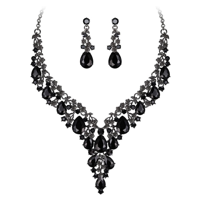 Factory Direct Sales of Cross-Border Popular Water Drop Necklace and Earrings Jewelry Sets, Wedding Dresses, Evening Wear, New Jewelry Accessories