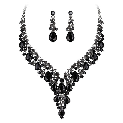 Factory Direct Sales of Cross-Border Popular Water Drop Necklace and Earrings Jewelry Sets, Wedding Dresses, Evening Wear, New Jewelry Accessories