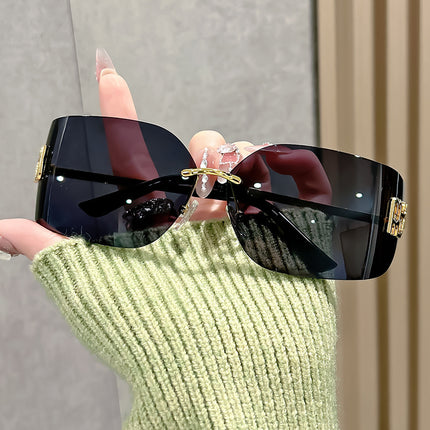 Curved Surface Frameless Sunglasses Women's 2025 New Suit Fit Square Face High Sense Large Frame Small Women's Sunglasses