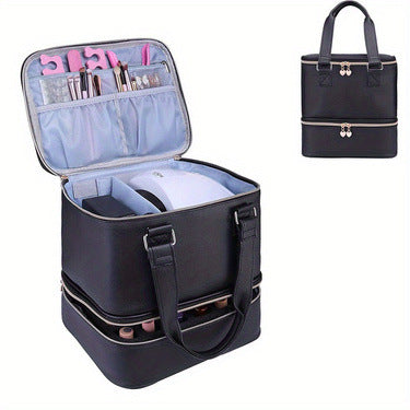 Nail Polish Storage Bag Nail Art Portable Double Layer Height Large Capacity Essential Oil Bag Can Accommodate Light 30 Bottles