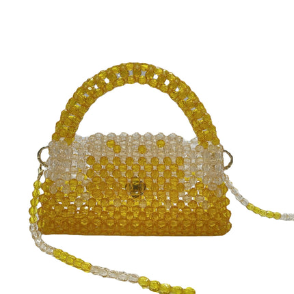 Handmade finished summer gradient color portable beaded woven women's bag diagonal horizontal fashion travel mobile phone bag wholesale