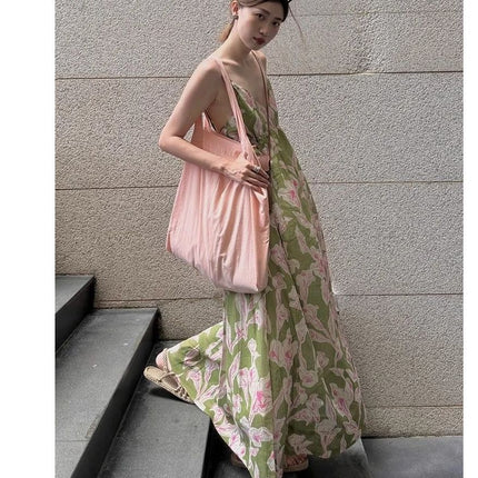 2025 New Summer Seaside Vacation Dress Printed Suspender Wear Women's Skirt Beach Skirt Women's One-Piece Drop Shipping