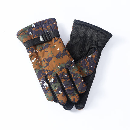 Men's ski gloves winter thickened non-slip riding fleece-lined warm gloves winter wind and cold protection cycling wholesale