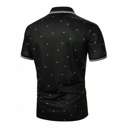 Cross-Border Foreign Trade New Shirt Men's Summer Anchor Pattern Striped Short-Sleeved Casual Commuting Style