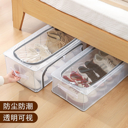 Household Transparent Foldable Shoe Storage Box Visible Installation-Free Bed Bottom Shoe Cabinet Thickened Steel Frame Storage Box