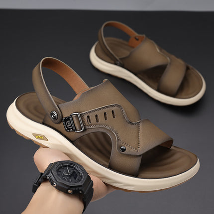 Popular Sandals for Men, Summer Dual-Purpose Driving Sandals, Casual Non-Slip Soft Sole Breathable Beach Shoes, Drop Shipping