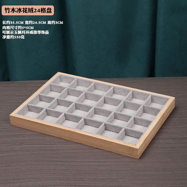 Ice Velvet gray solid wood bamboo wood jewelry plate ring earrings necklace pendant bracelet watch jewelry tray