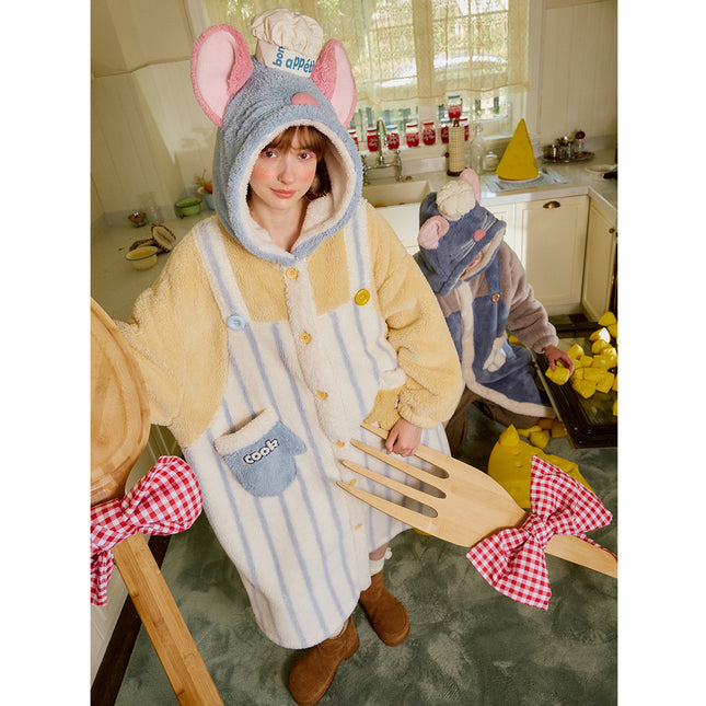 Couple's Winter Coral Fleece Warm New Style Ratatouille 2026 Loungewear Long Men's Robe