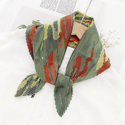 New wrinkled small square scarf female Korean imitation silk printed wrinkled small scarf Joker scarf decorative scarf wholesale