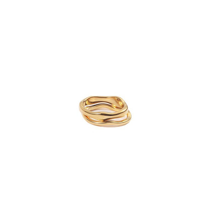 St.Delan 18K Gold Ring, Wavy Irregular Ring, Simple and Fashionable Stainless Steel Ring Batch
