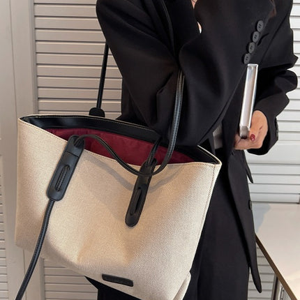 Simple Large Capacity Tote Bag Women's Big Bag Mummy Bag Leisure Shoulder Bag Student School Bag Commuter Canvas Bag