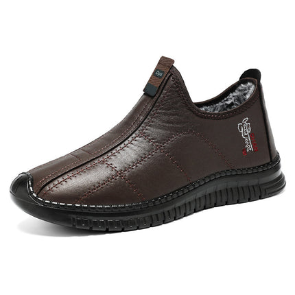 Men's Shoes Winter New Cotton Boots Plus Velvet Thickening Warm Middle-Aged and Elderly Dad's Shoes Non-Slip Slip-On Casual Shoes Cross-Border