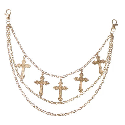 European and American Cross-Border Punk Trendy Cool Cross Pendant Pants Chain Hip-Hop Style Men's and Women's Metal Waist Chain Street Decoration