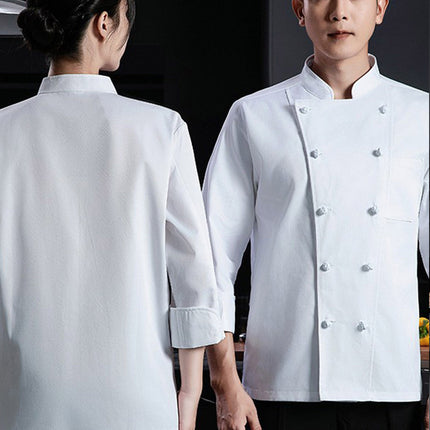Pure cotton high-end chef overalls autumn and winter long sleeve men's and women's western restaurant catering chef kitchen comfortable and breathable