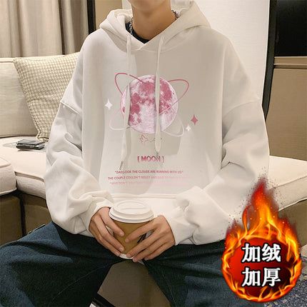 Hooded Sweatshirt for Men, Autumn and Winter 2025, American High Street Style, Loose Fit, Fleece-Lined Jacket, Chinese Style Clothing, Hong Kong Style Casual Wear