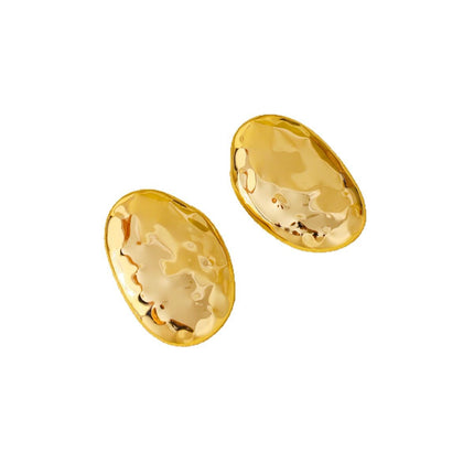 Retro fashion creative Joker niche oval metal earrings necklace suit suitable for women daily wear,