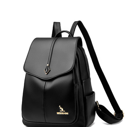 Spring 2025 New Soft Leather Women's Fashionable Backpack high quality Textile All-match Travel Large Capacity Anti-theft Bag