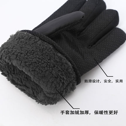Men's ski gloves winter thickened non-slip riding fleece-lined warm gloves winter wind and cold protection cycling wholesale