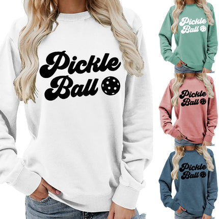 Pickle ball Printed Round Neck Women's Top Sweatshirt Foreign Trade Supply Autumn and Winter Coat Casual Loose European Size