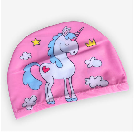 Cartoon Children's Swimming Cap Printed Cute Fashionable Cloth Cap for Boys and Girls Comfortable Non-Stretching Swimming Cap Cloth Cap Quick-Drying