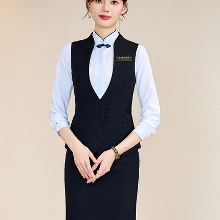 Women's Jewelry Store Sales Professional Suit Vest suit Women's Spring and Autumn Hotel Front Desk Manager Work Clothes Three-piece Set