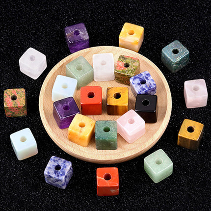 Amethyst Agate Semi-Precious Stone 16mm Hole Diameter 5mm Square Large Hole Loose Beads DIY Jewelry Accessories Wholesale