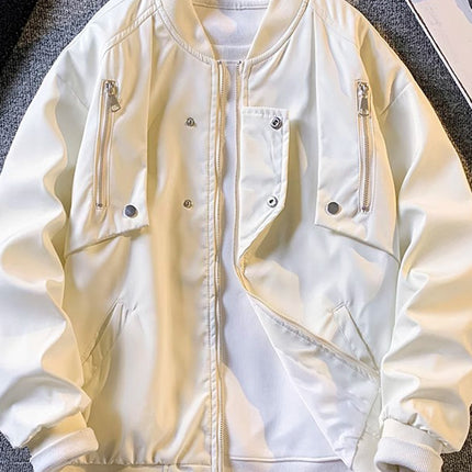 American Retro Bomber Jacket Jacket Men's Spring and Autumn Fried Street Loose Casual Baseball Suit Home Figure# WT198